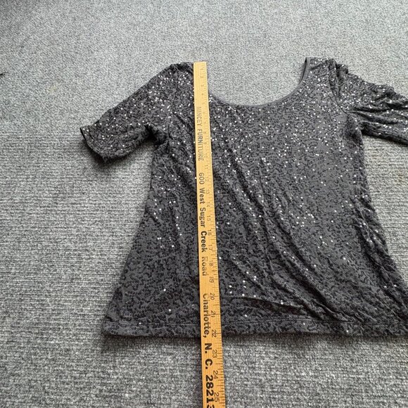 Banana‎ Republic Top Womens Small Black Sequins Dark Fairy Boho Sparkle Glitter - Picture 8 of 14
